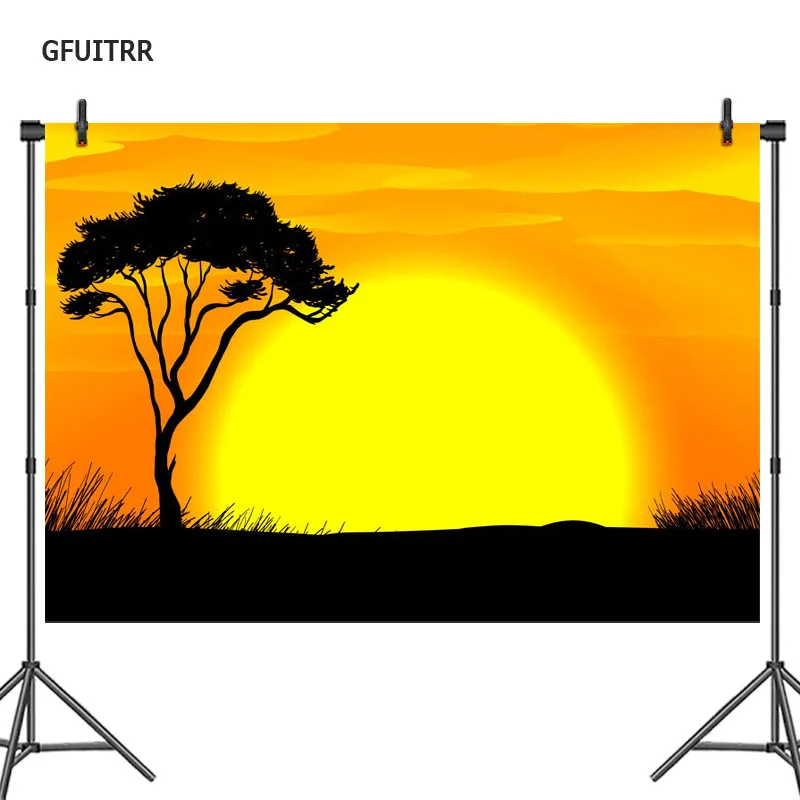 GFUITRR Lion King Sunset Photography Backdrop Baby Shower Kids Birthday Photo Background Vinyl Photo Booth Props