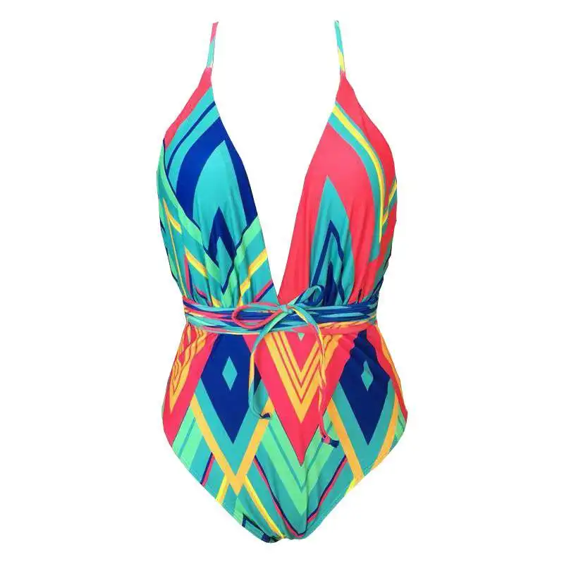 new womens one-piece swimsuit striped flower pr