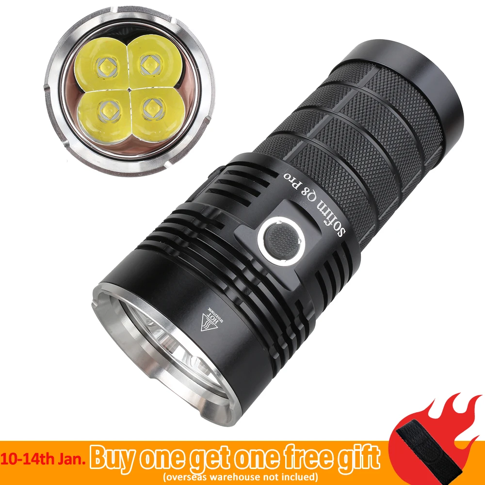 Sofirn Q8 Pro Powerful Flashlight USB C Rechargeale Port With 4 Cree XHP50 2 Anduril II LED 