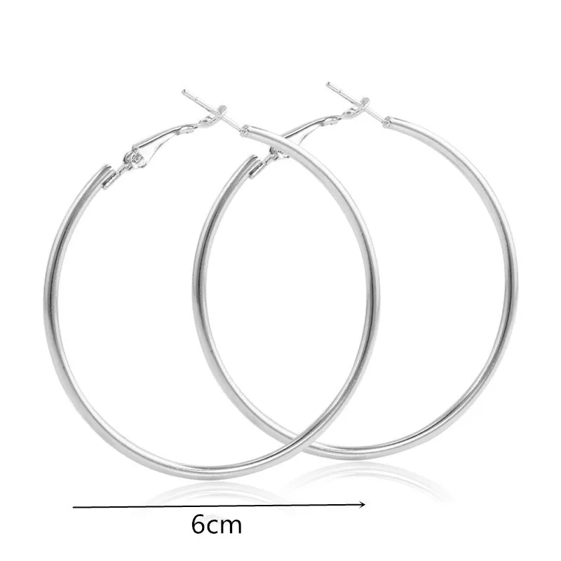 EB2066 Silver 6CM Большие эффектные модные золотые серебряные геометрические серьги для женщин металлические подвесные Серьги Квадратные круглые треугольные звезды серьги - Окраска металла: EB2066 Silver 6CM