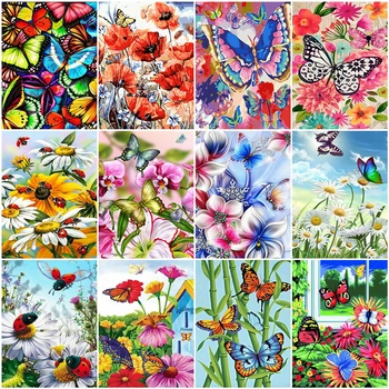 

AZQSD DIY Coloring By Numbers Acrylic Paint Animal Handpainted Gift Painting By Numbers On Canvas Set Butterfly Wall Art
