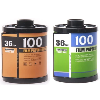 

2x Tissue Boxes Roll Paper Holder azine Shape Plastic Standing Tissue Box ic Sticker Handing Green & Yellow