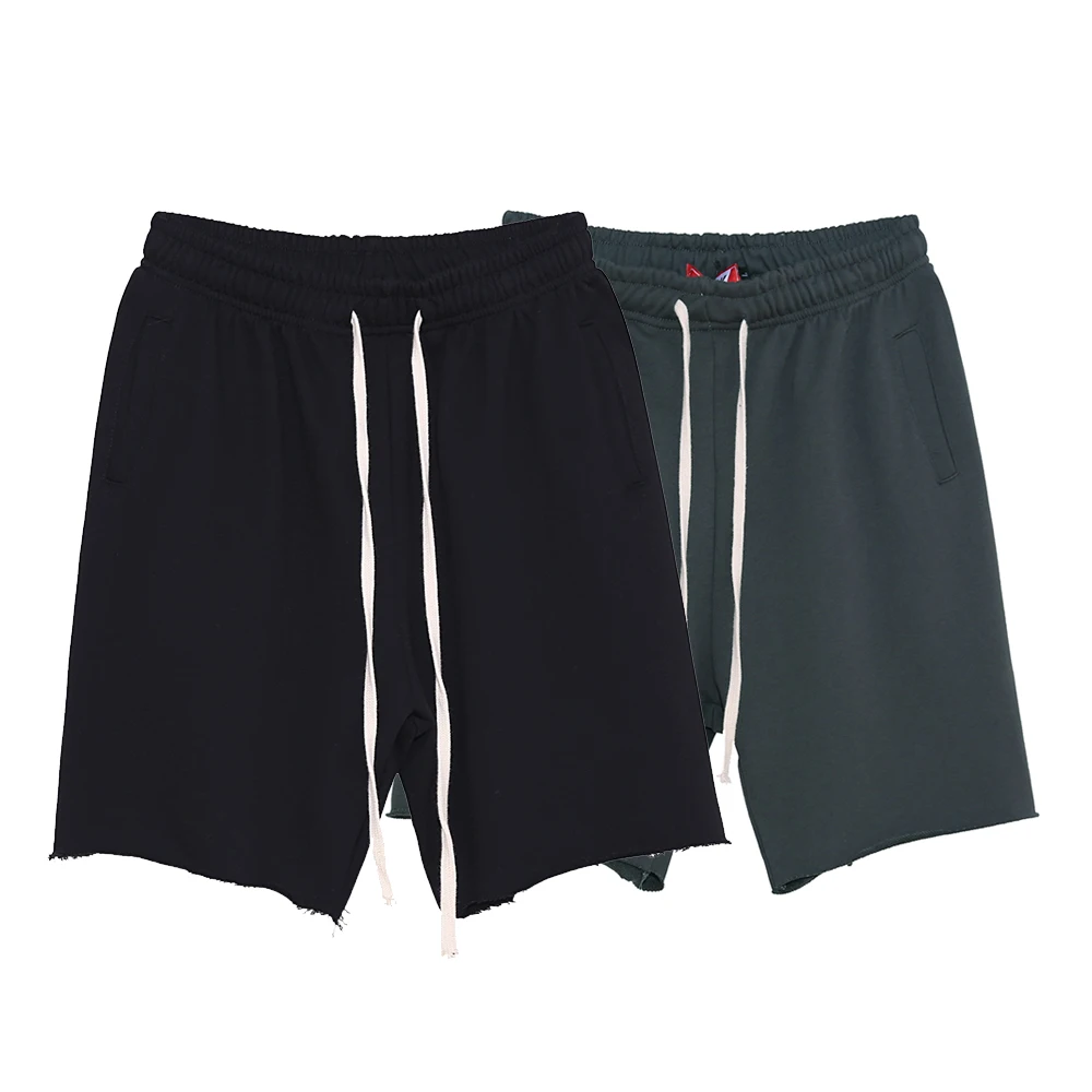 

UNCLEDONJM Long Drawstring Sweat Shorts Men's Summer Hip-hop Street Elastic Waist Sports Loose Solid Color Shorts NC-9839
