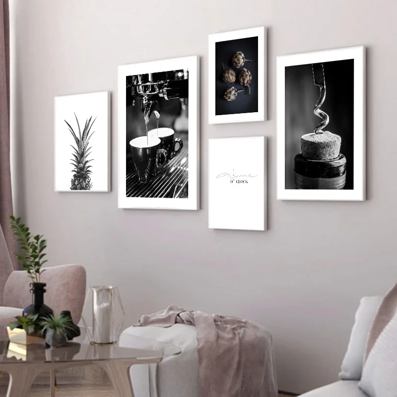Coffee-Wine-Bead-Poster-Black-White-Food-Drink-Kitchen-Wall-Art-Print-Simple-Canvas-Painting-Modern (3)