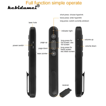 

kebidumei PP936 2.4G USB Wireless Presenter Red Laser Pen Pointer PPT PowerPoint Presentation Clicker Remote Control