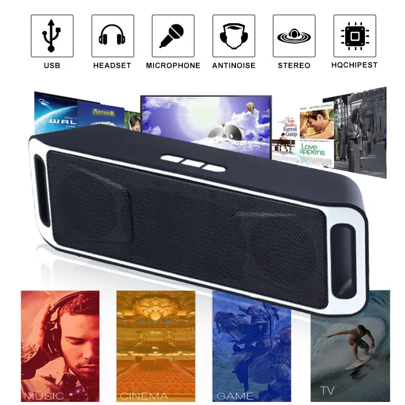 Новый Топ V3.0 беспроводной с bluetooth портативный динамик USB Flash FM Радио стерео Супер