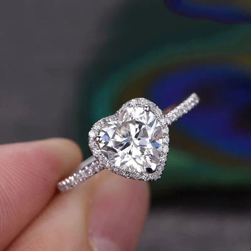Fashion AAA Zircon Crystal Heart Love Ring Jewelry for Women Trendy 5 Size Rings Wedding Valentine's Day Gift | Украшения и