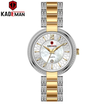 

KADEMAN Women Stainless Steel Exquisite Waterproof Date Watches Women Rhinestone Luxury Casual Quartz Watch Relojes Mujer