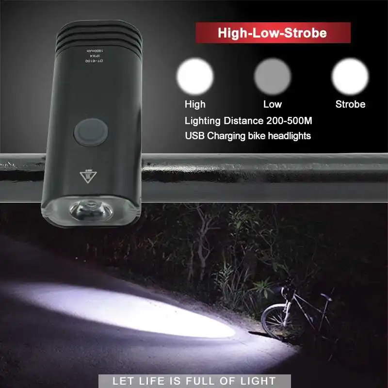 LED Bicycle Front Light Lamp Smart Sensor Intelligent Cycling Lights Headlight USB Rechargeable Bike Headlamp