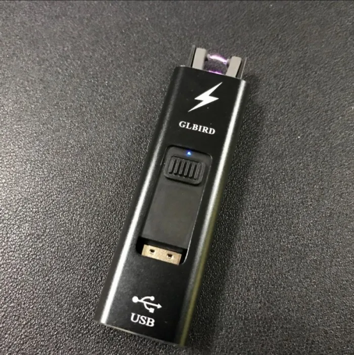 USB прикуриватель тонкая дуговая плазменная Зажигалка Ветрозащитная электронная перезаряжаемая USB Зажигалка для курения беспламенная - Цвет: Черный