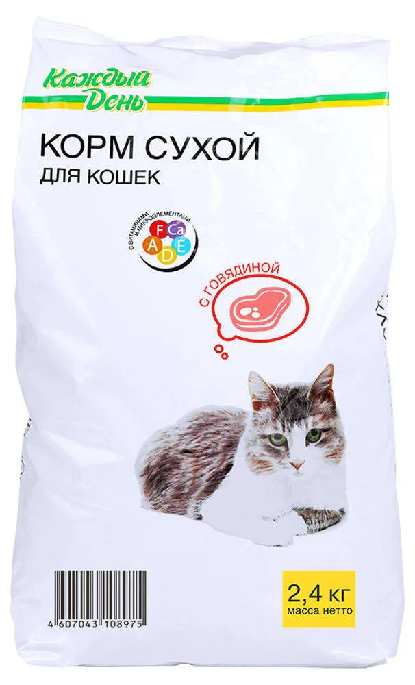 Корм для кошек с говядиной «Каждый день», 2.4 кг