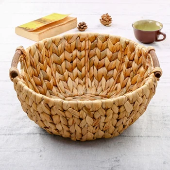

Creative Rattan Straw Fruit Baskets Decorative Handle Storage Baskets Bread Baskets Wicker Picnic Basket