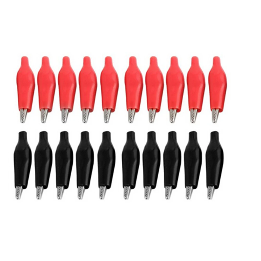 Hot 20 PCS Black Red Soft Plastic Coated Testing Probe Alligator Clips Crocodile Test Clip Wholesase