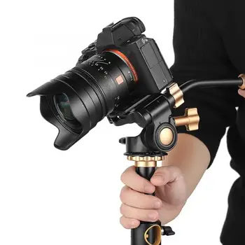 

Aluminum Alloy 3-Way Panoramic Tripod Head Damping Video Ball Head with Pan Bar Handle for Tripod Monopod Camera Holder Stand