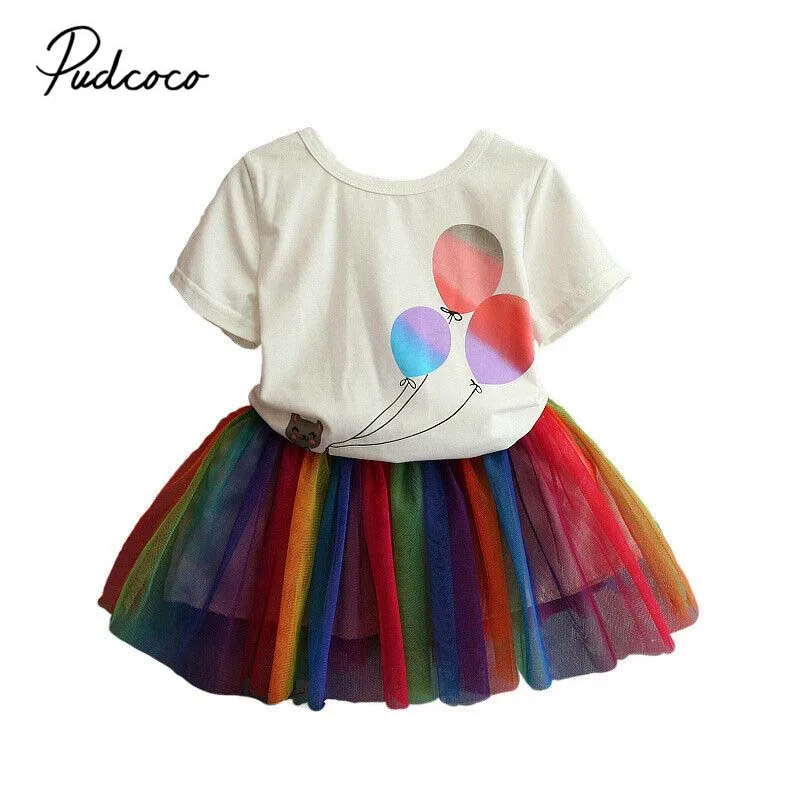 2020 повседневные Платье для маленьких девочек комплект из 2 предметов футболка с