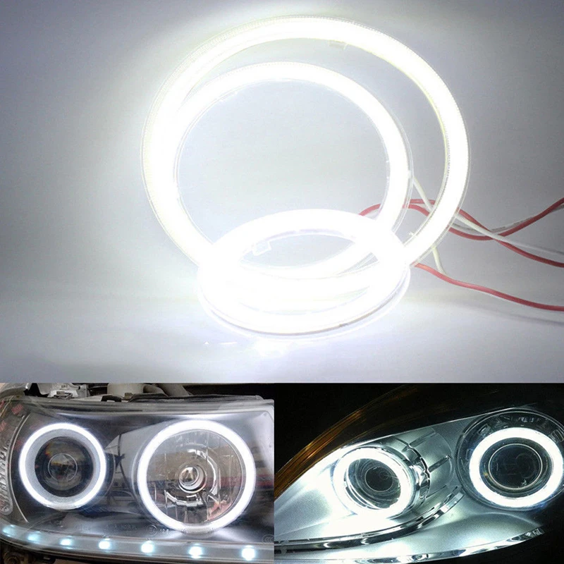 White COB SMD Angel Eyes Car LED Fog Light Ring DRL Headlight Lamp Decoration DI 