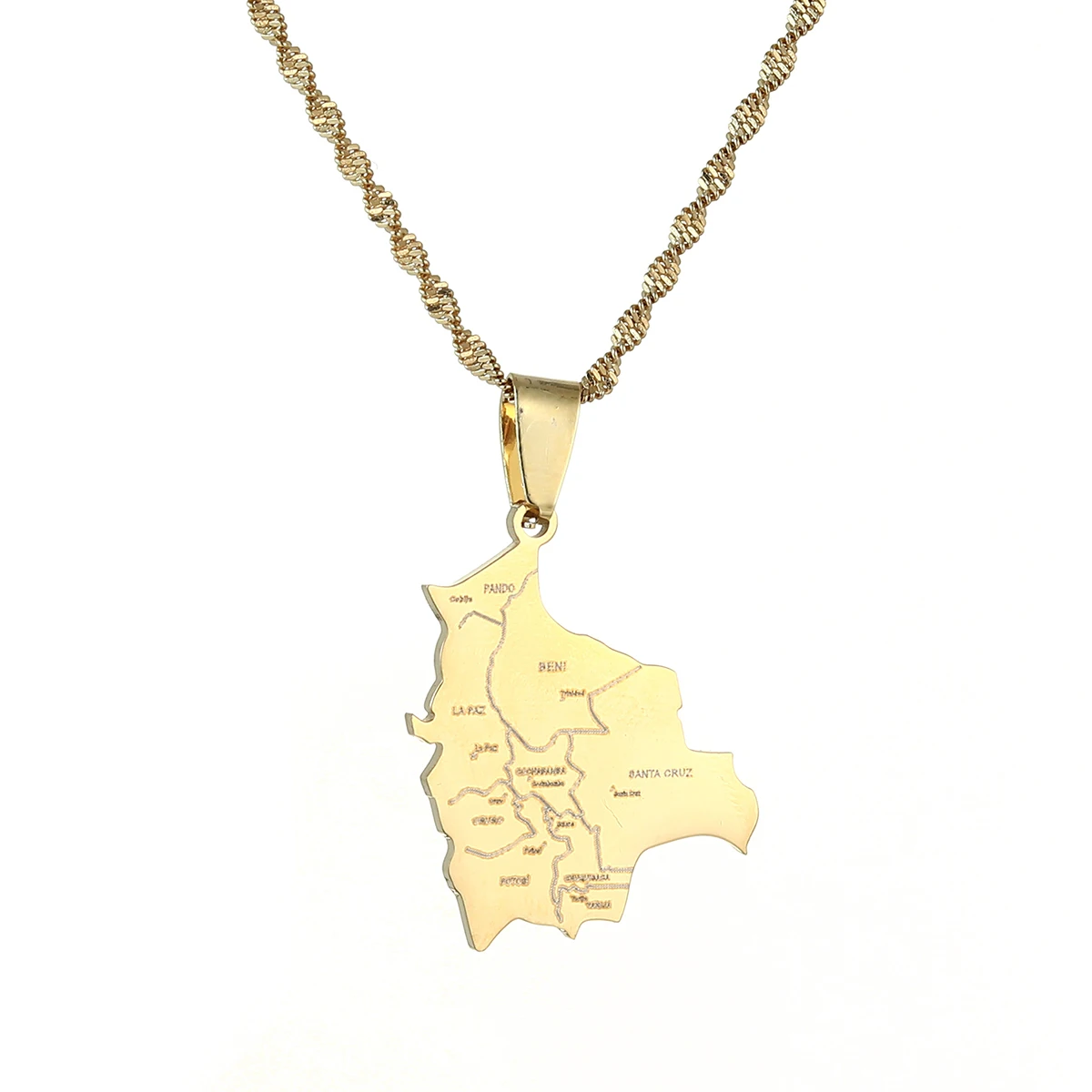 Bolivia Map Country Cities Name Pendant Necklaces for Women Bolivians Jewelry 3