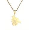 Bolivia Map Country Cities Name Pendant Necklaces for Women Bolivians Jewelry 3