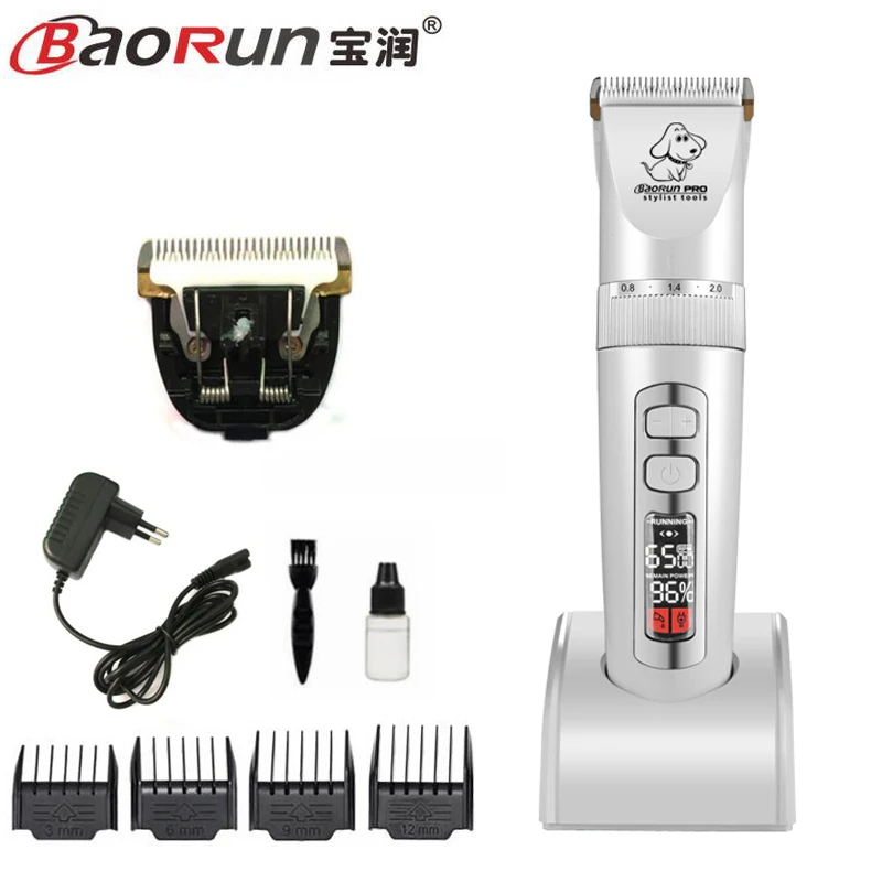 Новое поступление BAONRUN профессиональный триммер для домашних животных Электрический ПЭТ ЖК-дисплей уход машинка для стрижки волос Машинка перезаряжаемая машинка для стрижки собак - Цвет: add 1pc blade