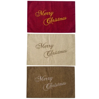 

6pcs Merry Christmas Decor Dinner Table Placemat Heat Resistant Bowl Cup Pad