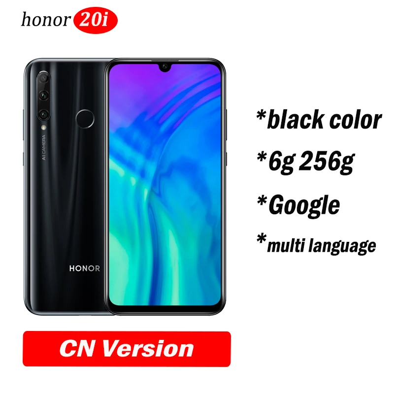 6g256 black honor 20 lite honor 20i мобильный телефон 6,21 дюймов Android 9,0 FM разблокировка отпечаток лица смартфон - Цвет: 6g256 black