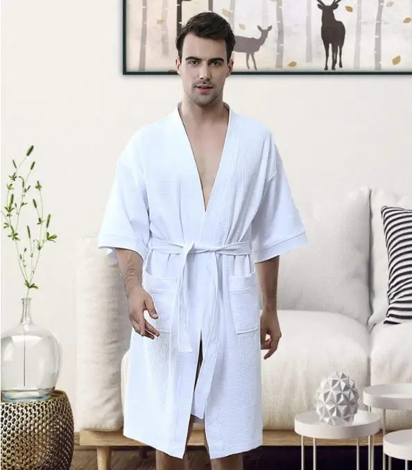 men white Ночная рубашка, парная Пижама, парящая одежда, халаст Банни, кружевная ночная сорочка, полотенце, банные халаты, мужской модный халат - Цвет: men white