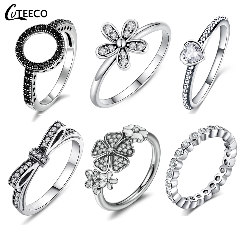 CUTEECO серебристый цвет прозрачный CZ обручальное кольцо для женщин подходит