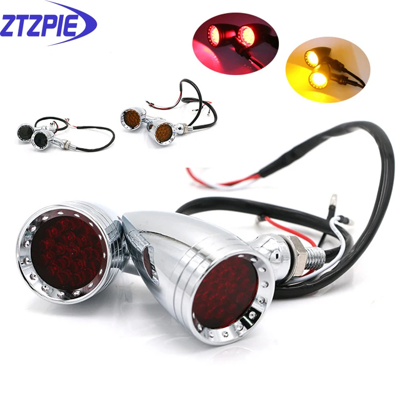 

ZTZPIE Yellow RED retro Motorcycle Turn Signal Universal Modified Motorcycle LED Indicator Aluminum Alloy Turn Light Led Light