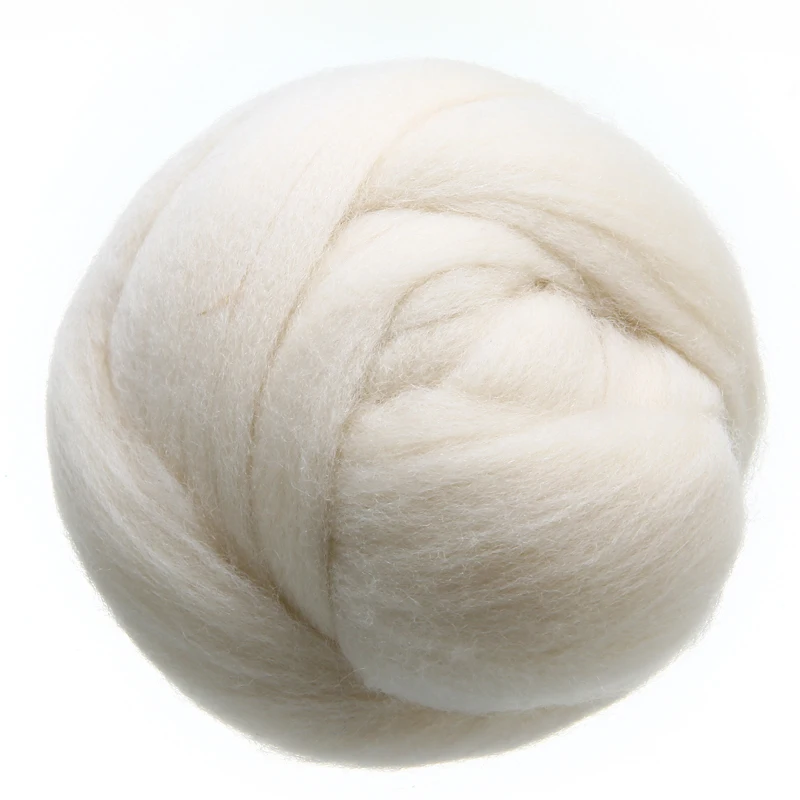 Felting Wool Fiber 100g Cream White Needle Felting Wool Tops Roving Spinning Weaving For DIY Hand Craft Doll Animal Gifts
