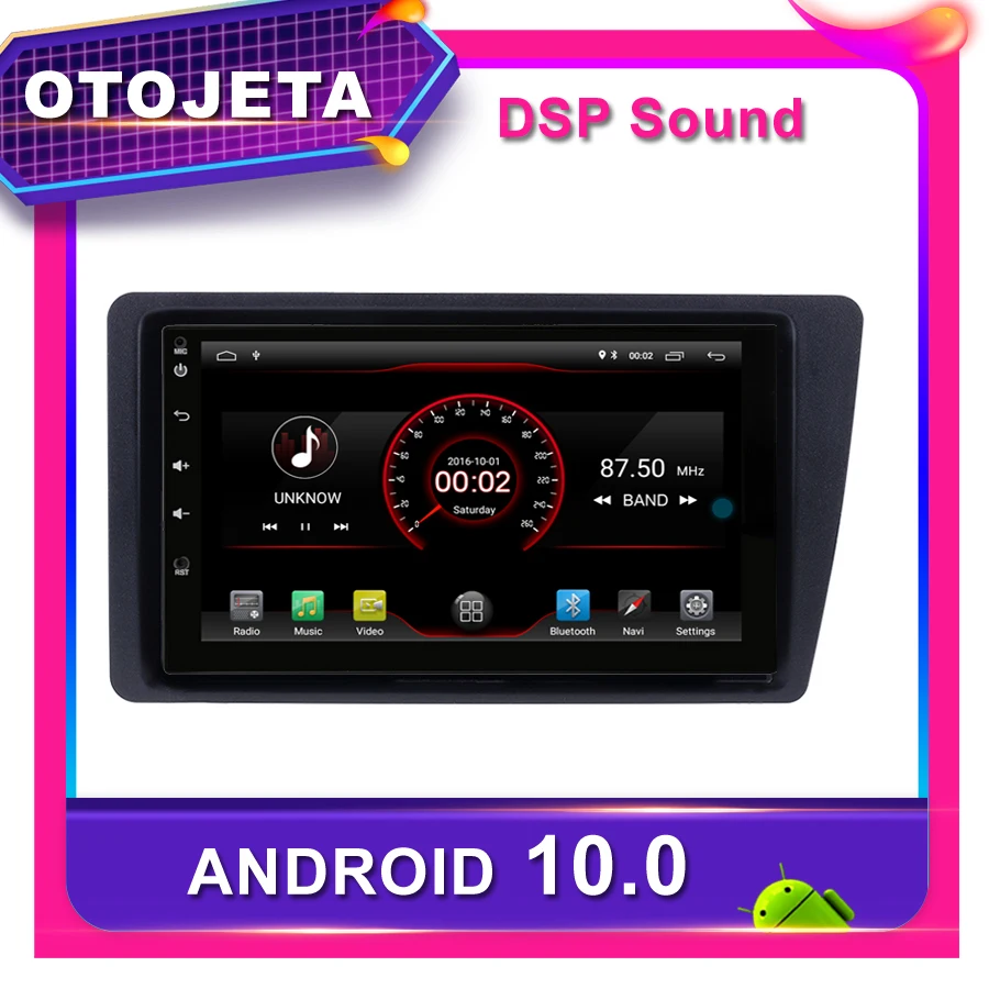 Рамка android 10,0 dvd-плеер автомобиля Радио стерео для Honda civic 2001-2005 автомобиля gps стерео Мультимедиа bluetooth NAVI магнитофон
