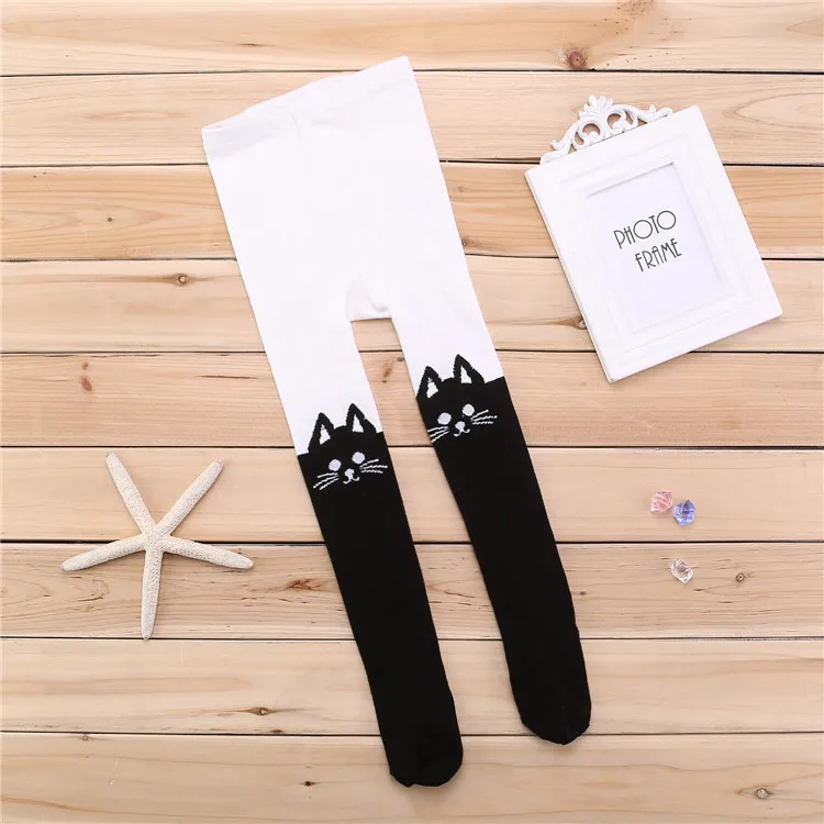 White Cat tights Г. Осенние колготки для девочек трусики для маленьких девочек с рисунком кота из мультфильма хлопковые чулки для мальчиков детские колготки, размер 80 до 130 см - Цвет: White Cat tights