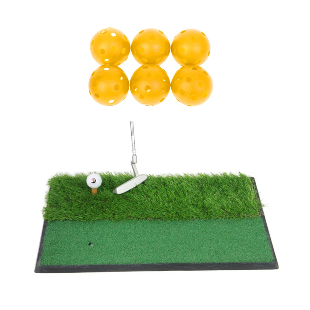 Anti-Slip Golf Hitting Mat Fairway Rough Putting Grass Pad & Training Balls Hitting Putting Swing Grass Pad Golf Practice Mat