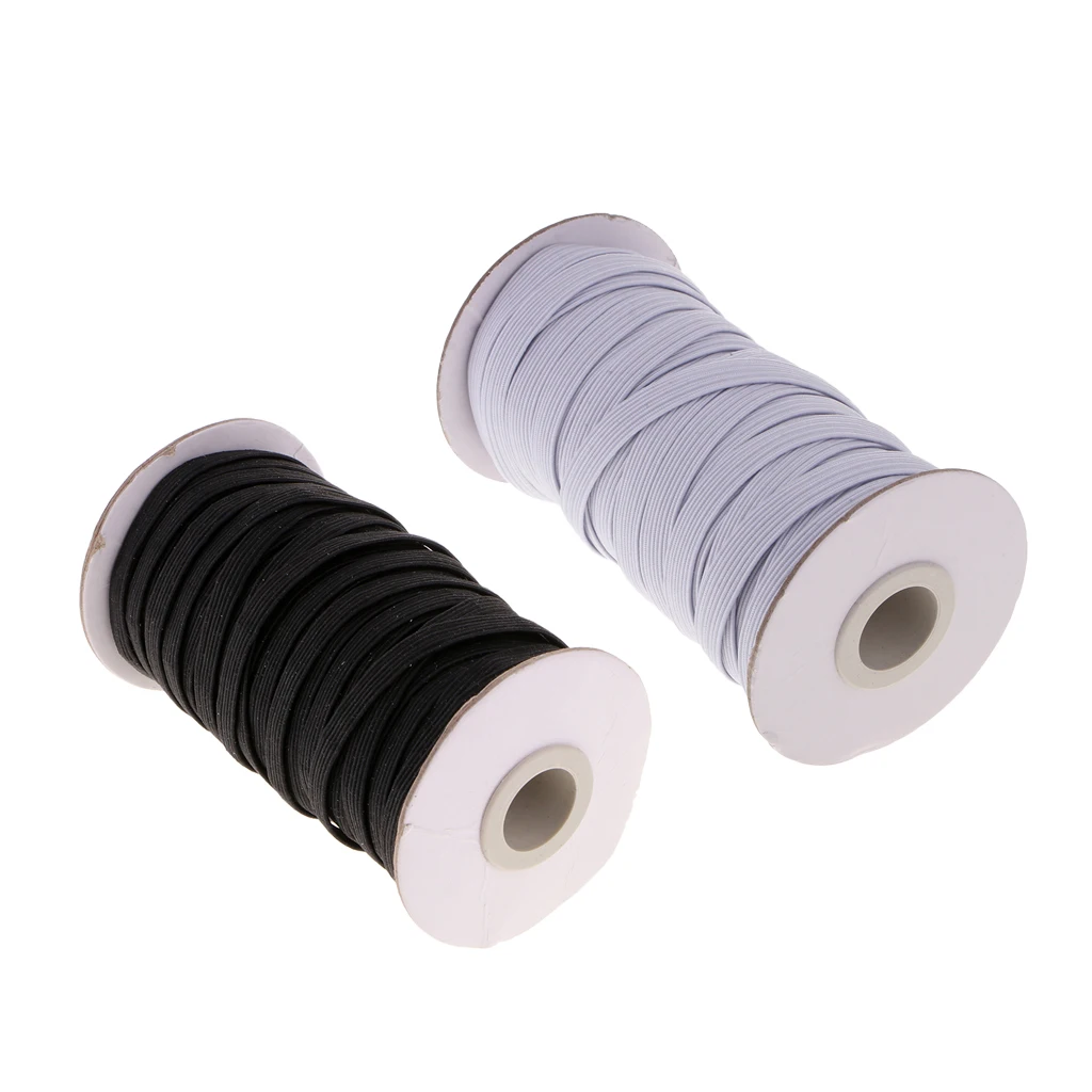 1 Roll 8mm Elastic Straps Sewing Band Dress Sport Pants Making Black/White