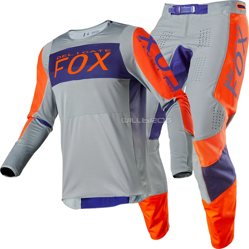 Delicate Fox MX ATV 360 Linc Джерси и брюки комбо серый/оранжевый MX ATV Мотокросс комплект передач - Цвет: Оранжевый