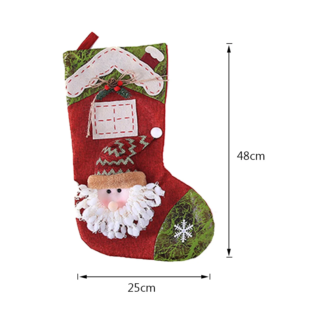 Christmas Kids Candy Bag Santa Claus Sock Gift Christmas Stockings Hanging Ornaments Gift Holders Xmas Tree Decorations - Цвет: 1PC K large