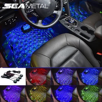 

Ambient Car Atmosphere Light Interior 4 in 1 LED RBG Lamps Mini USB Auto Decorative Lights Colorful Foot Light Car Accessories