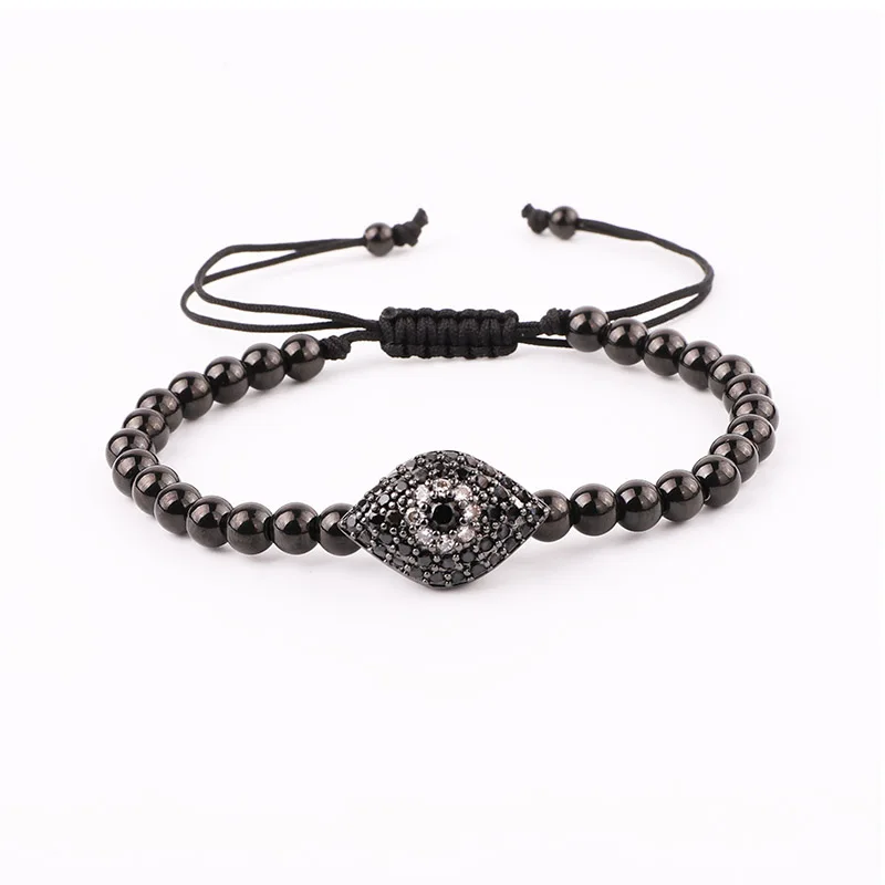 High Quality Eye Bracelet Stainless Steel Beads CZ Charm Macrame Adjustable Bracelet Men Women - Image 4