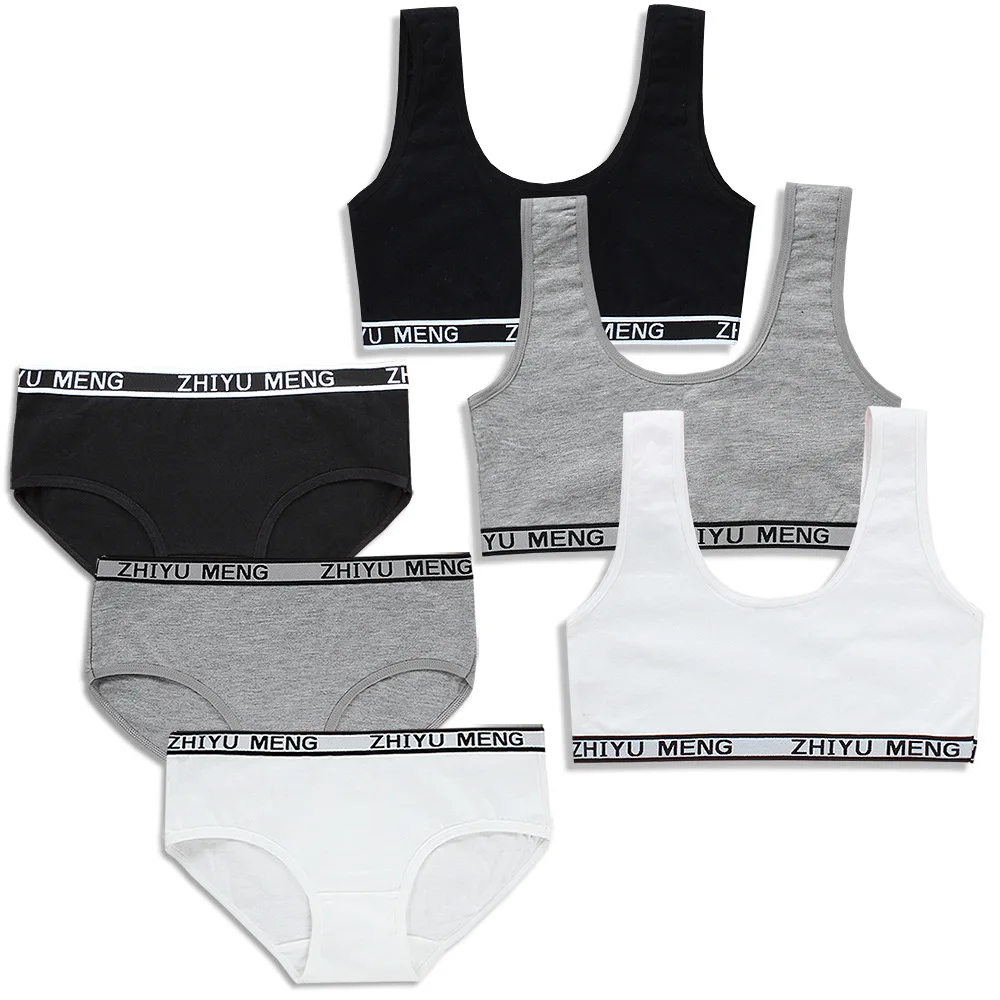 

Teenagers Girls Lingerie Cotton Underwear Sets Kids Young Girls Training Bras Puberty Students Bra Vest Brassiere Panties