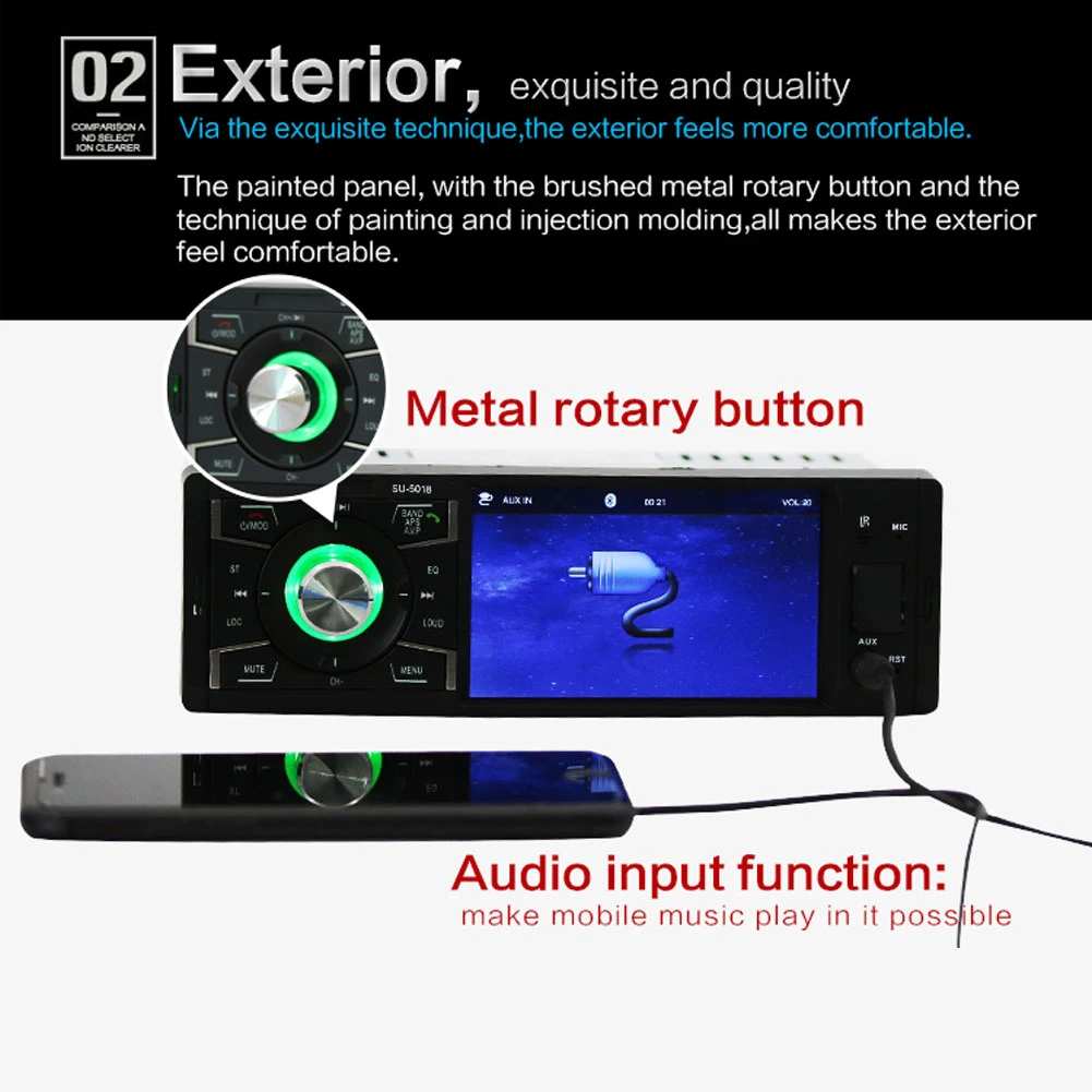 4,1 дюймов Универсальный Автомобильный fm-радио Bluetooth аудио видео MP5 плеер с камерой заднего вида аксессуары для электроники автомобиля