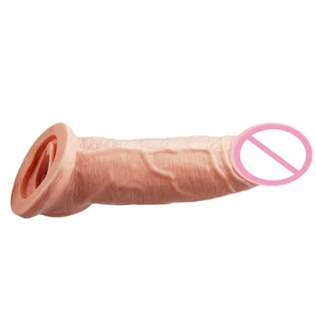 21cm Thicken Condom Big Penis Extender Sleeve High Elasticity Cock Ring Delay Ejaculation Intimate Goods Sex Toys For Men 4