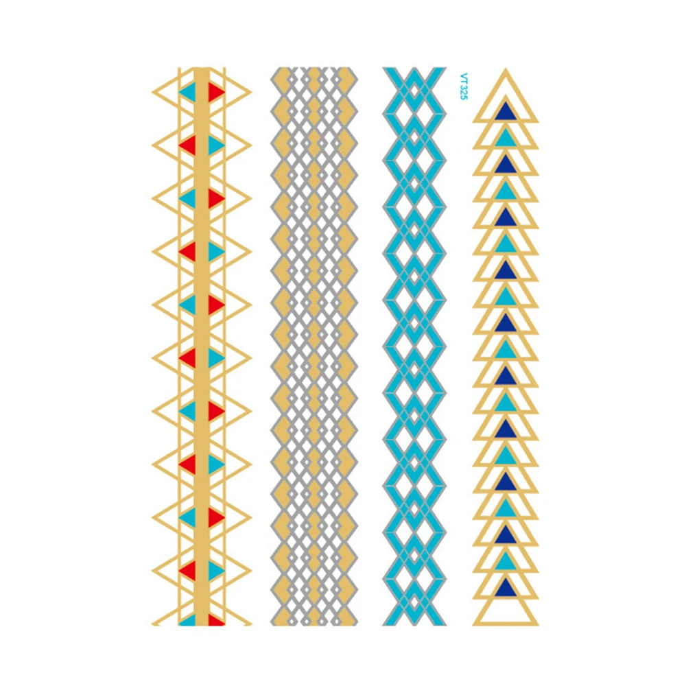 Metallic Waterproof Tattoo Gold Silver Women Fashion Henna Peacock Feather Design Face Freckle Temporary Tattoo Sticker