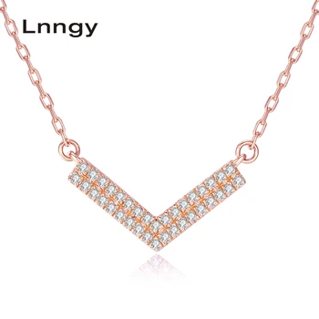 شراءLnngy 18K الذهب قلادة الماس الطبيعي قلادة 18K الذهب الأبيض/الذهب الأصفر/ارتفع الذهب الخامس شكل قلادة سلسلة مجوهرات قلادة