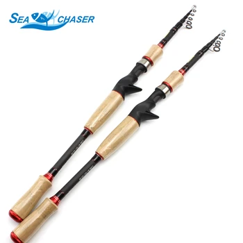 

2.1M 2.4M 2.7M Casting Rod carbon telescopic fishing rod lure rod wooden handle pole Fishing Tackle Trout Rod Free shipping
