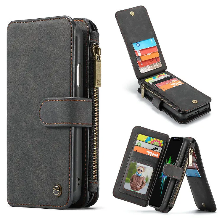 

Suitable for IPhone11 Mobile Phone Case Apple Xs Max Multifunctional Mobile Phone Holster Retro Zipper Wallet Protective Cover