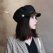 Берет женский корейский стиль осень и зима крутая Ретро Военная Кепка чистая красная британская-стильный берет Молодежная универсальная шапка для Крикета