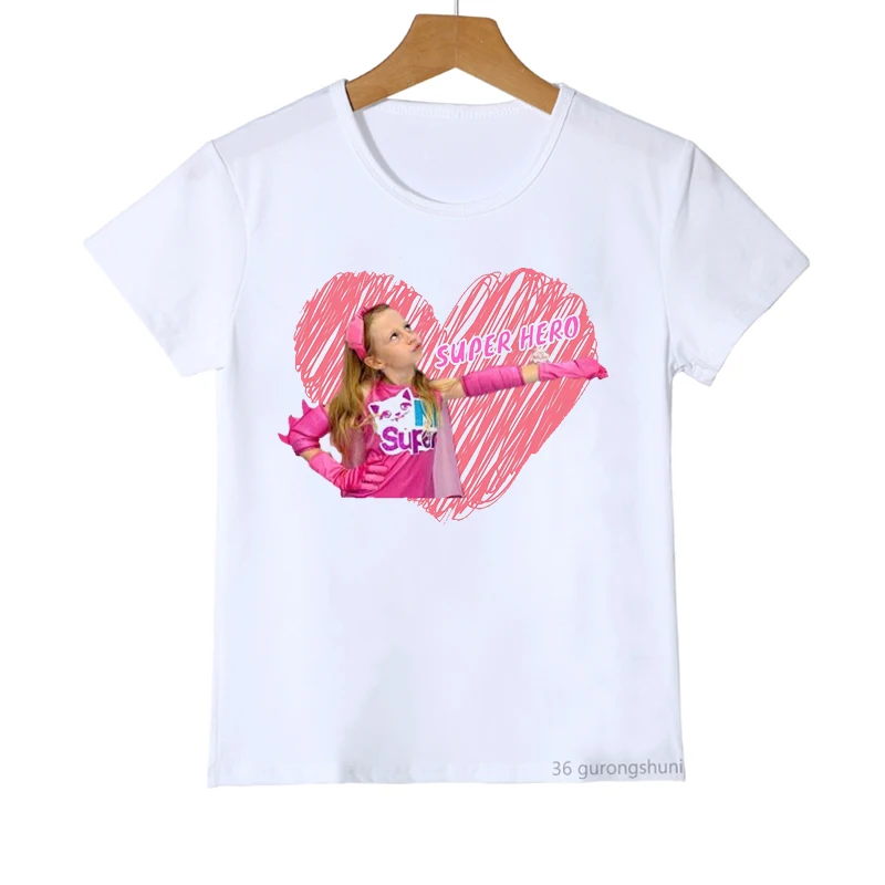 Kawaii Girls T-Shirts Cute Nastya Cartoon Print Girls Clothes Summer Kids T Shirts Fashion Baby Tshirt White Camisole Shirt Tops children's t shirt design	