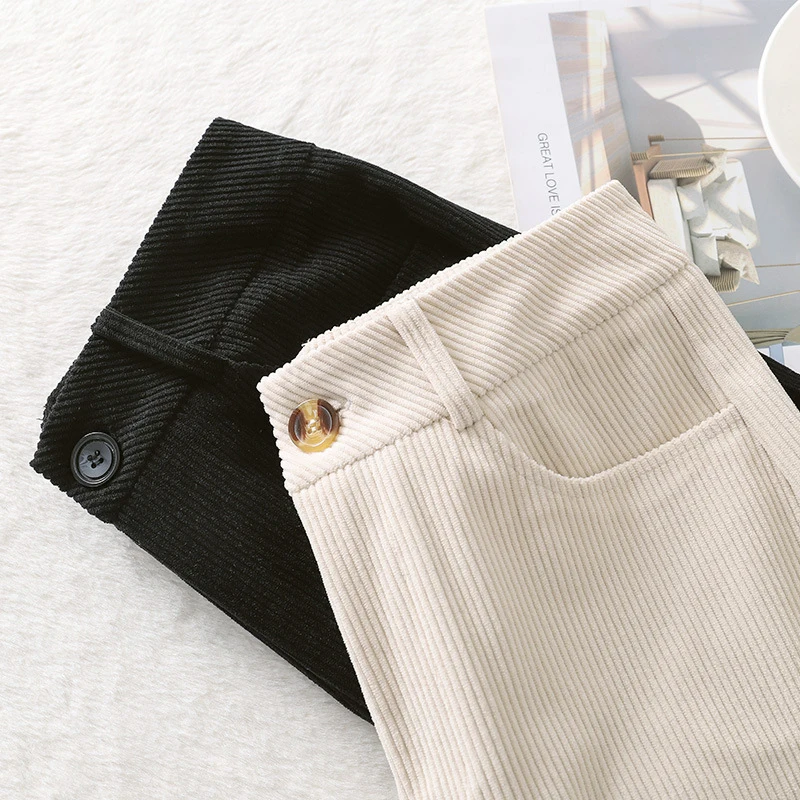 

Women 2020 Winter New Fashion Corduroy Pants Female Thicken High Waist Casual Loose Harem Trousers Ladies Warm Pants