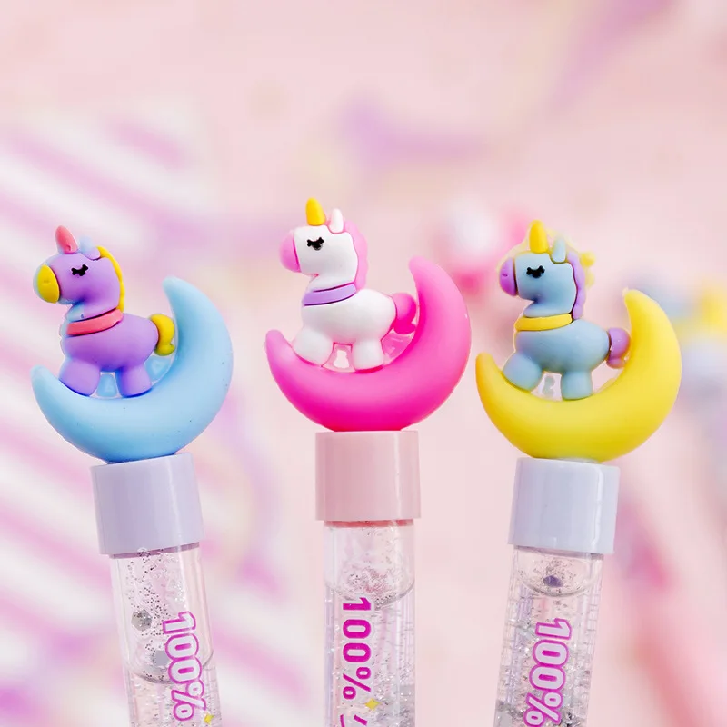 Гелевая ручка Kawaii Единорог Милая Корея креативная луна жидкий песок