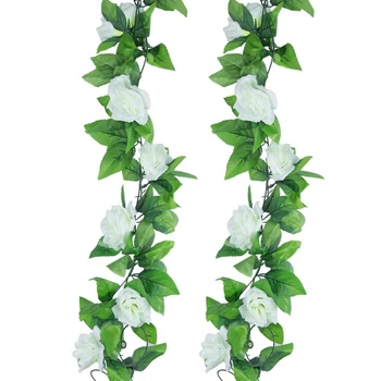 

2 Pack Fake Rose Vine Flowers Plants Artificial Flower Home Hotel Office Wedding Party Garden Craft Art
