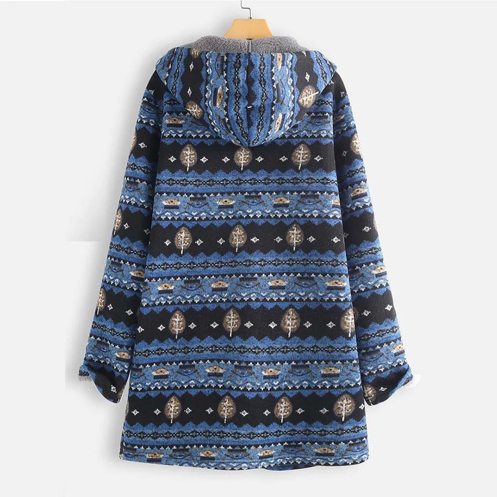 KANCOOLD coats Women Plus Size Winter Warm Floral Print Asymmetrical Hooded Outwearcoat Vintage coats and jackets women 2019Oct9